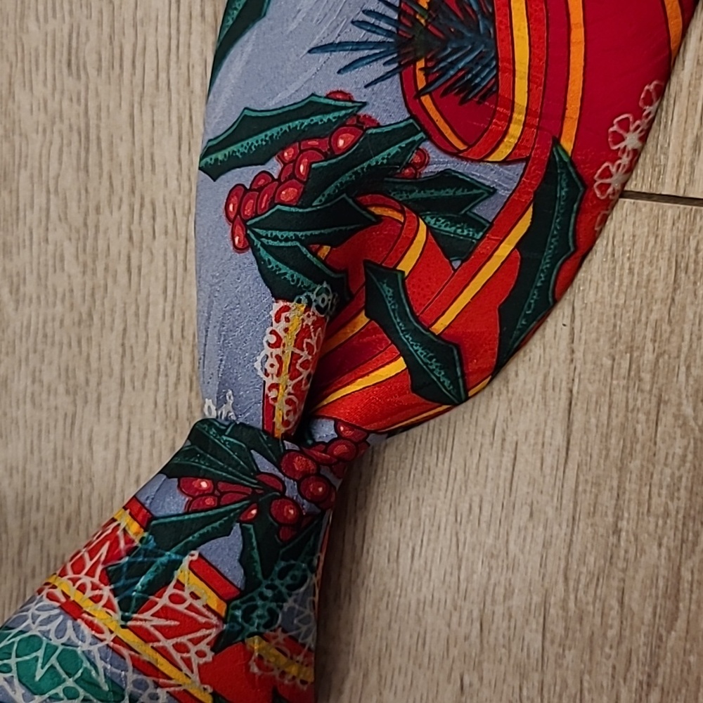 RUSH LIMBAUGH Blue‎ Red Abstract Floral Ribbons Mens Silk Tie VTG RARE